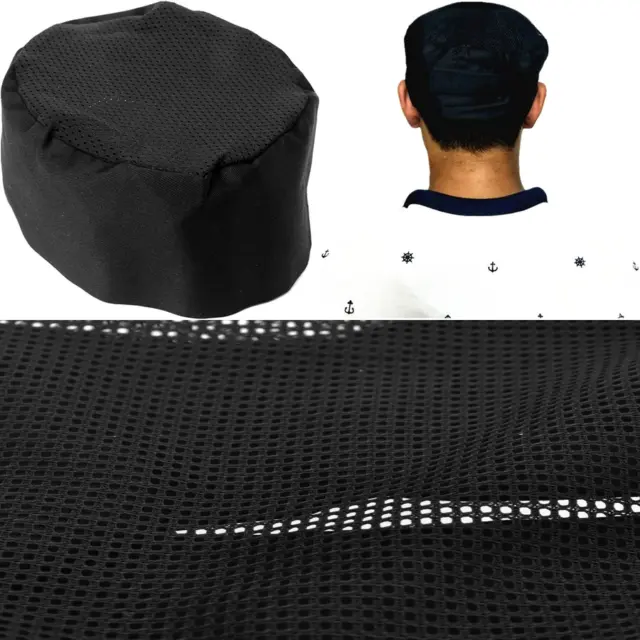 Black Hat for Chefs Adjustable Strap Back Catering Cap Kitchen Cook Food Baker