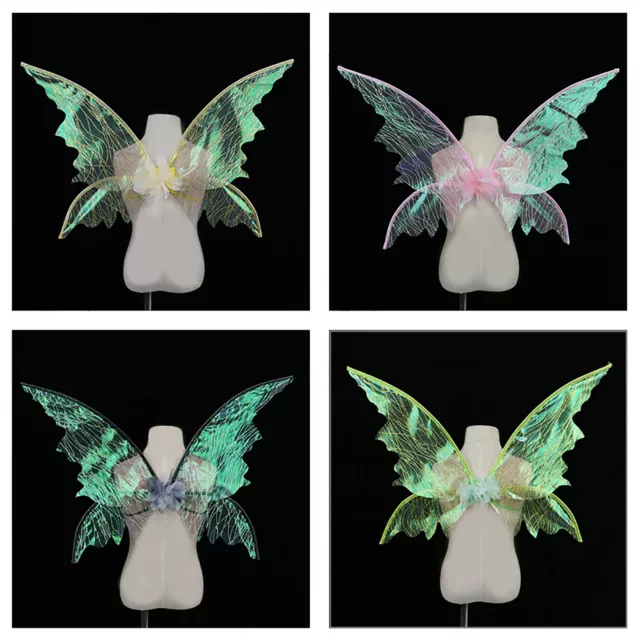 Kids Sparkling Butterfly Wing Asymmetrical Elf Fairy Wings w/Shoulder Straps