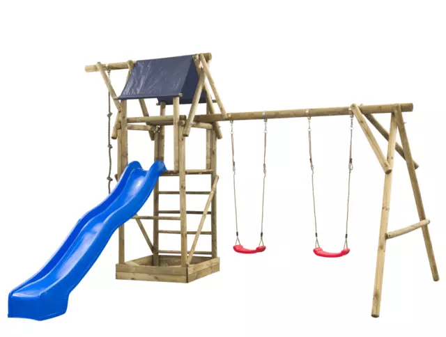 Spielturm Kletterturm Klettergerüst Kinderspielgerät mit Rutsche und Schaukel