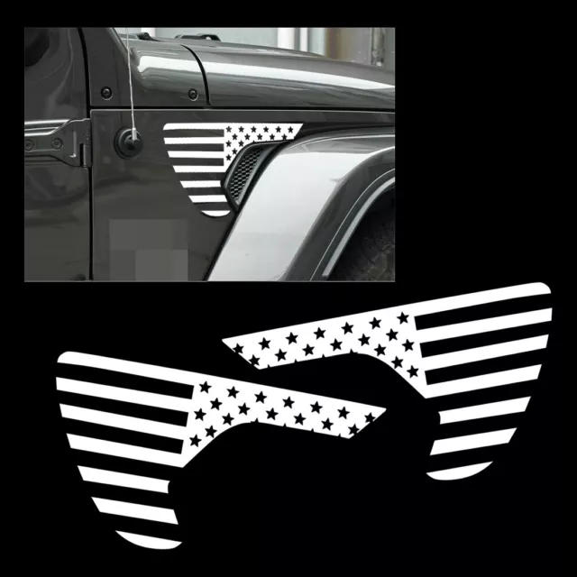 American US Flag Fender Vent Decals Fit For Jeep Wrangler JL JT Gladiator 18-20