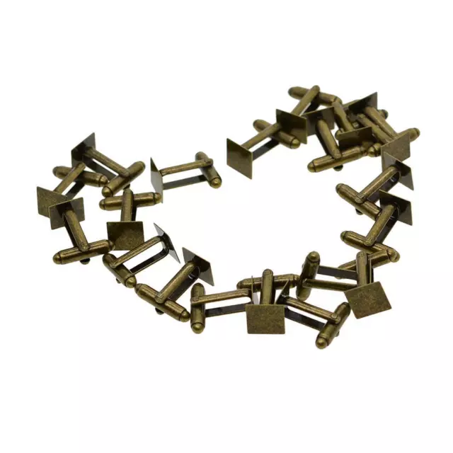 20 Stck. Manschettenknöpfe Fundstücke Link 10 mm Quadratische Einfassung Tablett Runde Stange
