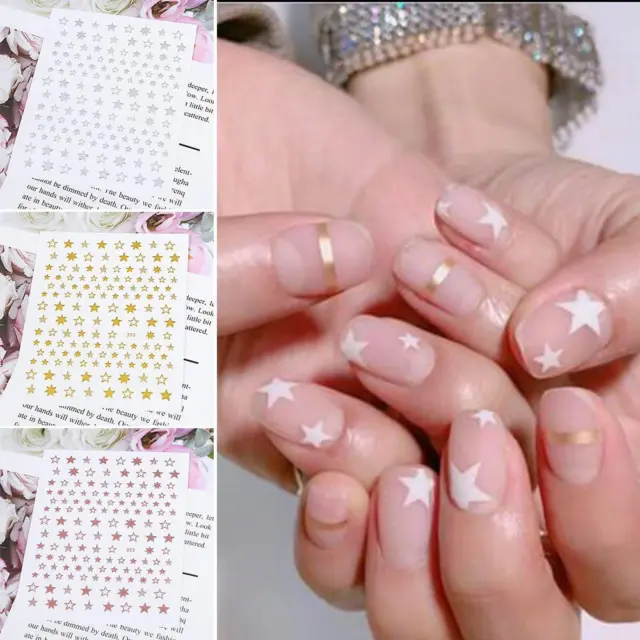 DIY Self-Adhesive Lovely Stars Gold/Silver/Rose Gold Geometry Nail Stickers