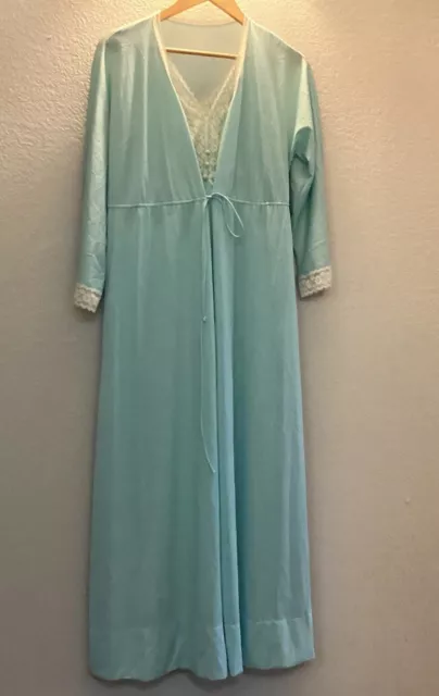 VINTAGE VANITY FAIR Pale Green Long Negligee Nightgown & Robe USA Made ...