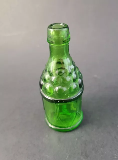 VTG WHEATON GLASS Mini Bottle Drum Cannonballs Green 3.25"