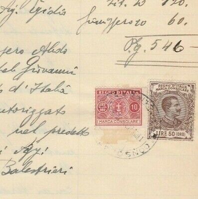 ITALY-EGYPT Rare Consular Revenues 50 L. Tied Consult Certificate Cairo 1931
