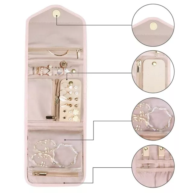For Women Travel Jewelry Organizer Roll Foldable Mini Case Bag Jewelry Case