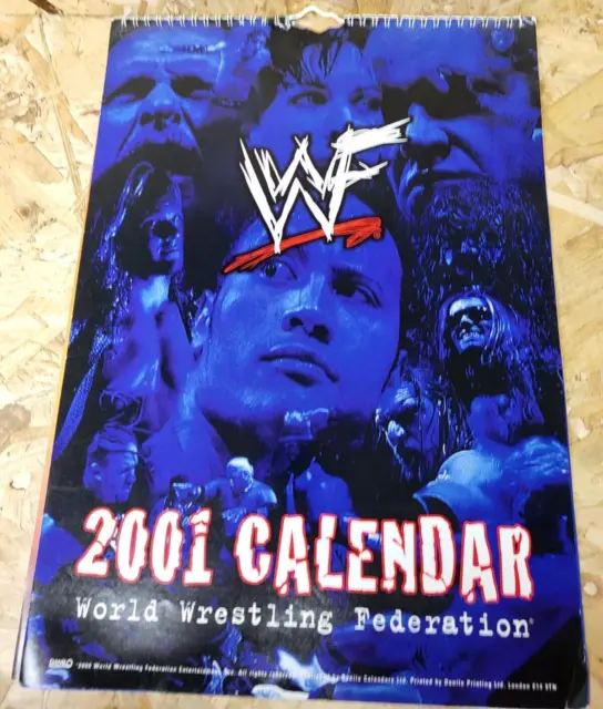 WWF 2001 Official Calendar Vintage WWE Wrestling by Danilo- BRAND NEW NOT SEALED