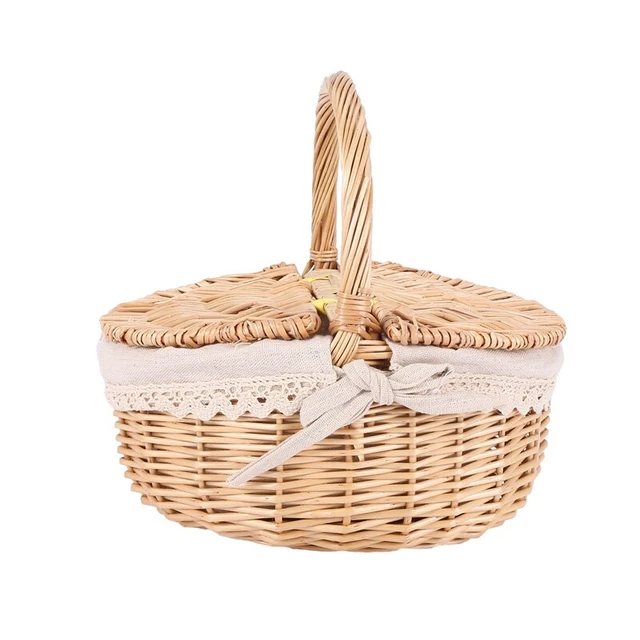 PANIER EN OSIER Fait à la Main avec Poignée Panier de Pique-Nique de