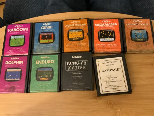 Atari 2600 Activision 9 Game Lot - Kung Fu Megamania Pressure Cooker,Rampage PAL