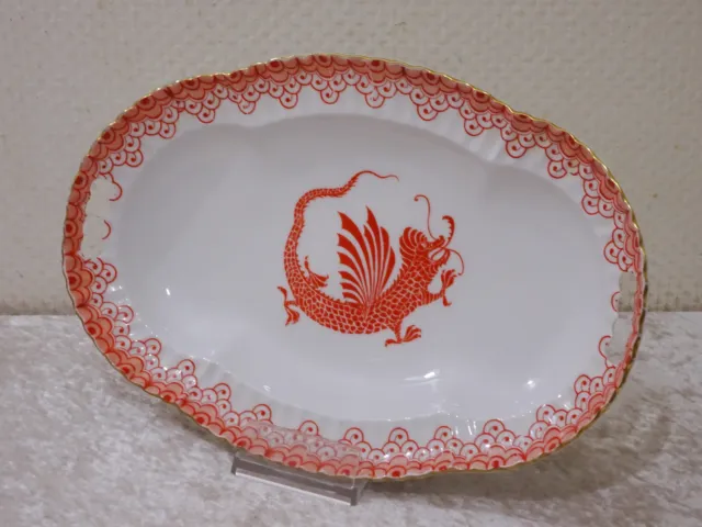 Antike Beyer & Bock Art Deco Design Porzellan Servierplatte Roter Drache Vintage