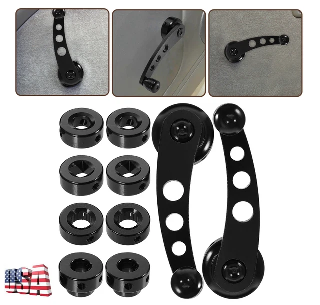 (Pair, Black)Billet Aluminum Universal Car Wagon Door Window Crank Handle Winder