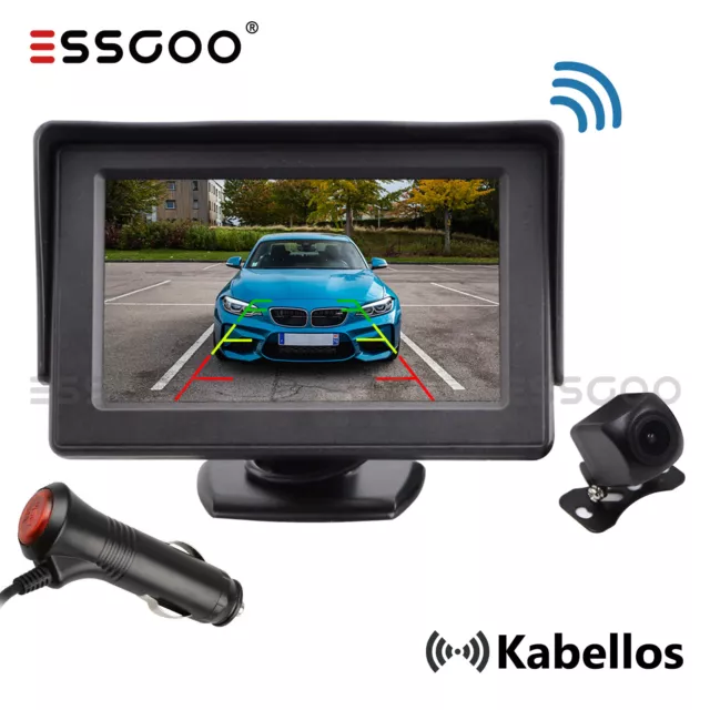 ESSGOO HD Funk Kabellos Rückfahrkamera Autokamera + 4.3" LCD Monitor Bildschirm