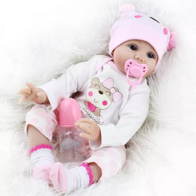 22" Reborn Dolls Lifelike Soft Vinyl Silicone Handmade Baby Dolls Newborn Gifts 3