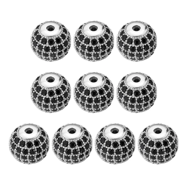 10PCS 8MM Armband Perlen Zubehör Mikro-Armband Schmuck Lose Perle Zirkon