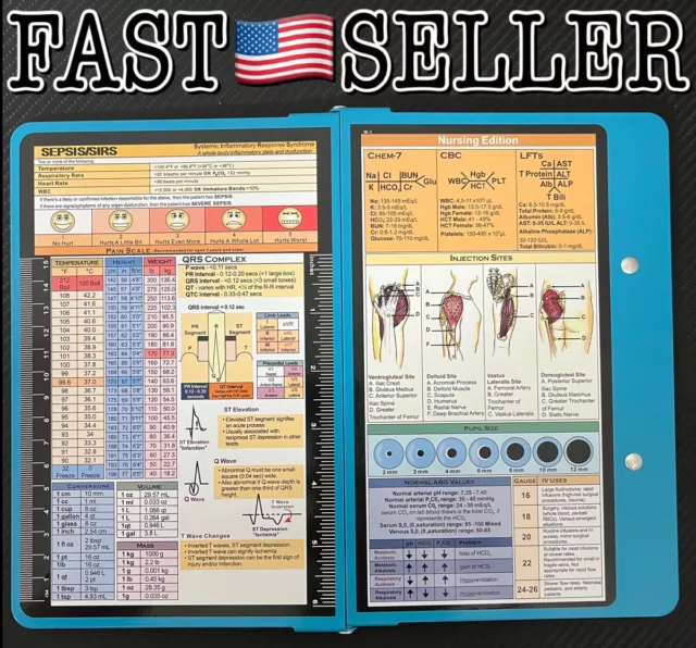 Nurse Foldable Metal Clipboard with Storage and Quick Access Medical References