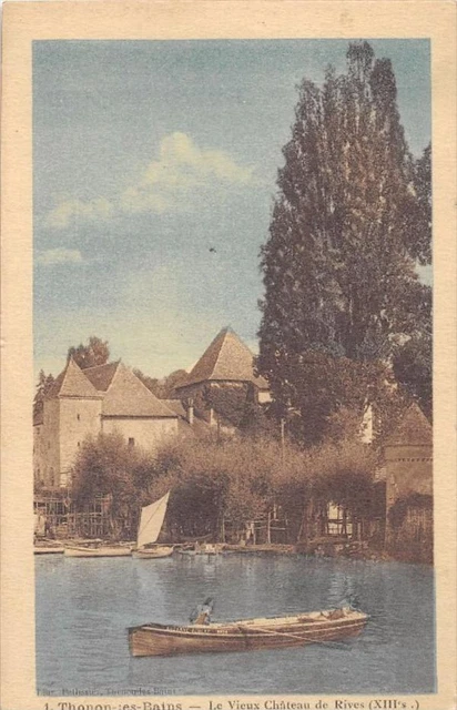 cpa 74 rives sous thonon café beaurivage