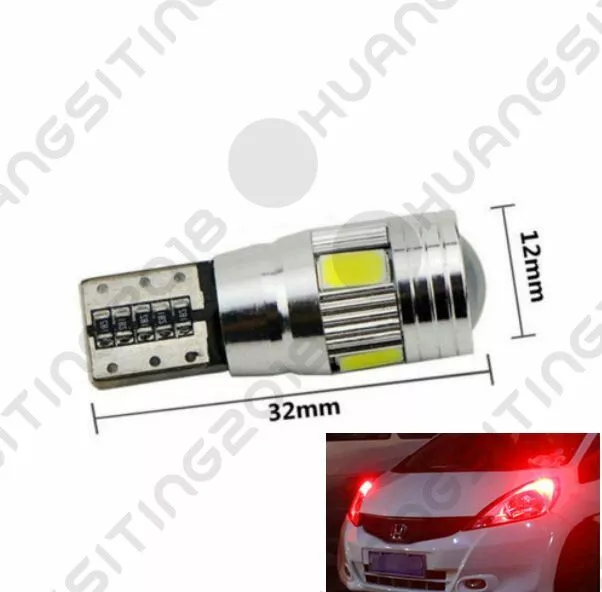 2X T10 168 W5W Error Free Canbus Projector 6SMD LED Car Parking Light Bulbs Red