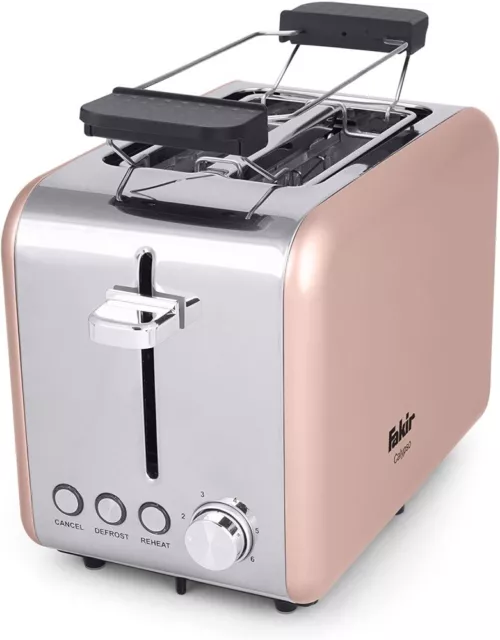 Fakir Calypso Toaster für 2 Toast-Scheiben, 850 Watt, Rosé/Edelstahl