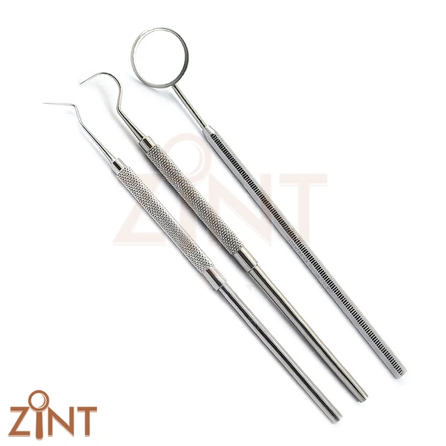 5-Pack Dental Examination Kit – Mouth Mirror, Explorer Probe & Cotton Pliers – Stainless Steel