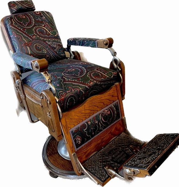 Oak Barber Chair From Late 1800s Fully Functional Hydraulics