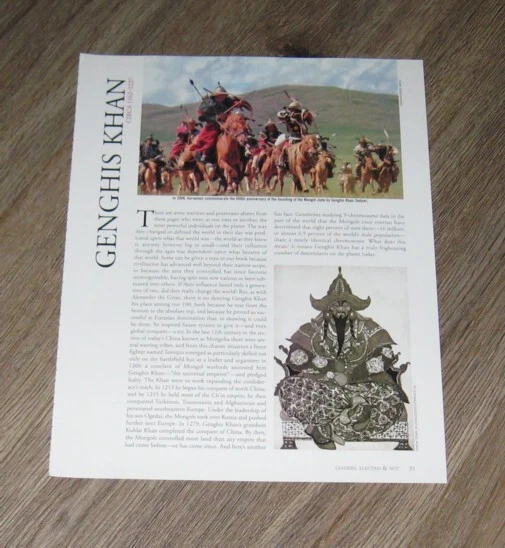 PEOPLE WHO CHANGED THE WORLD Genghis Khan original ONE page PHOTO
