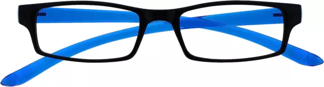 UV Reader Nero Blu Brillante Collo Occhiali Da Lettura Uomo Donna UVR020 +1,50