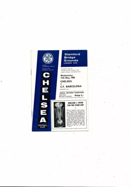 1966 Chelsea v Barcelona UEFA Fairs Cup Semi Final Football Programme