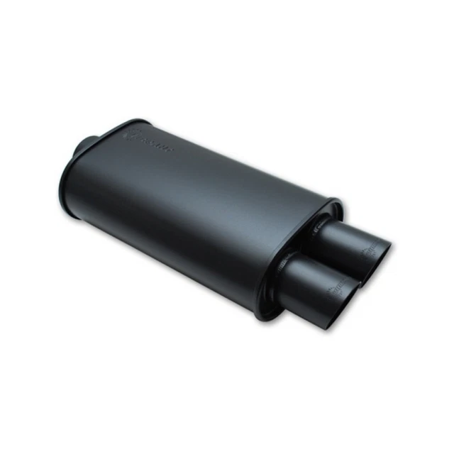 Vibrant For StreetPower Flat Black Oval Muffler | w/ Dual 3in Out 3in In ID