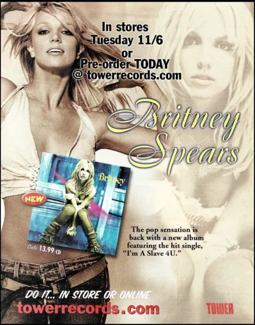Britney Spears 2001 Tower Records album advertisement 8 x 11 ad print