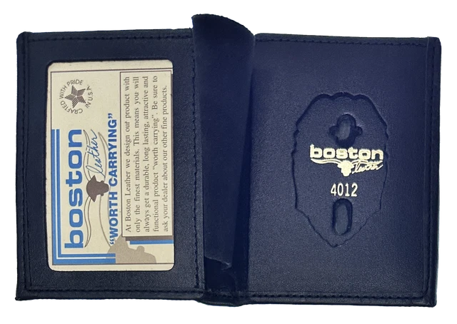 BOSTON LEATHER BOOK STYLE BADGE CASE: Shield Cutout (100-S-4012)