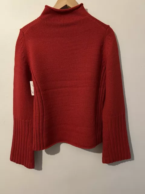 Tahari Knit sweater Mock Turtleneck Soft Wool L Red