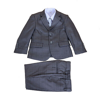 5 Piece Boys Grey Suits Boys Wedding Suits Page Boy Party Prom 2-12 Years