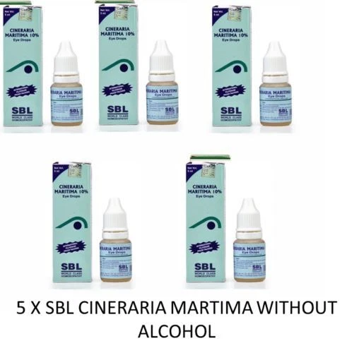 5 X GOTAS PARA LOS OJOS HOMEOPÁTICAS CINERARIA MARÍTIMA SBL sin alcohol (10 ml)