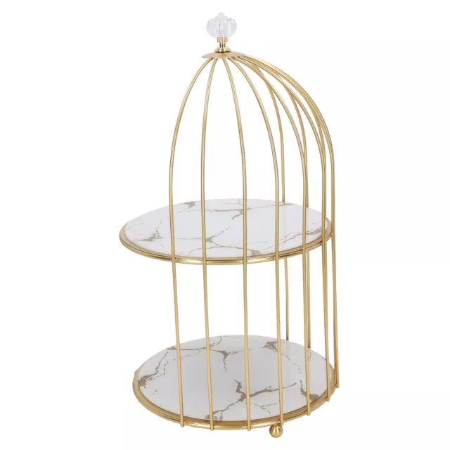 (White Base Gold Pattern)Cosmetic Rack Double Layer Bird Cage Desktop Makeup