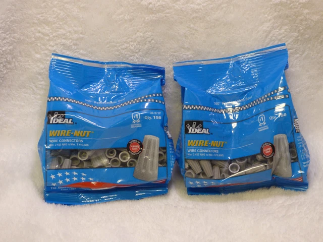 Ideal GrayWire-Nut  Connectors Qty 150 x 3 Copper To Copper 30-071P  Lot of 2