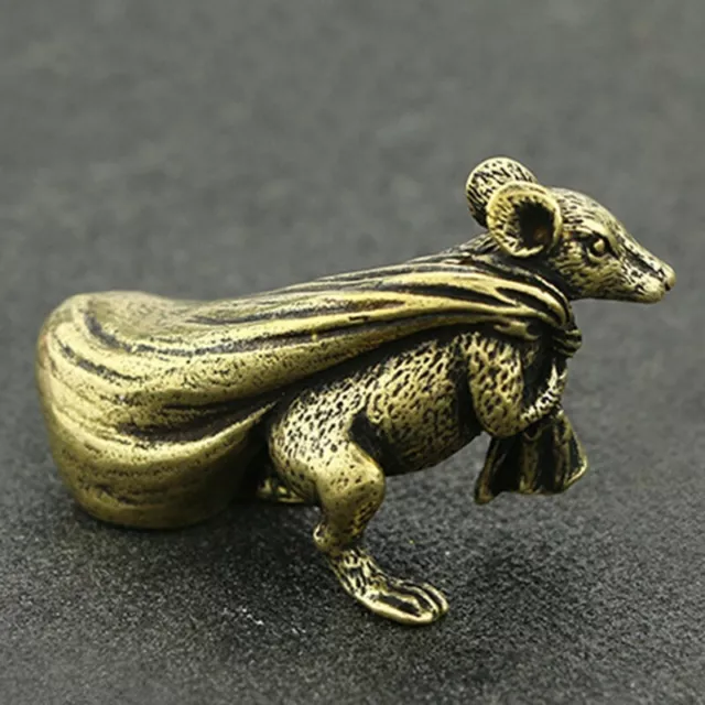 Miniatures Bureau Ornement Argent Sac Souris Bureau Vintage Animal Laiton Cuivre