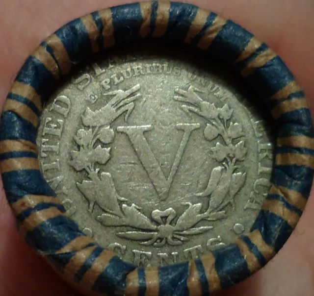 Estate Mixed Liberty "V" & Buffalo Nickel Roll with "V" & Buffalo end coins nb