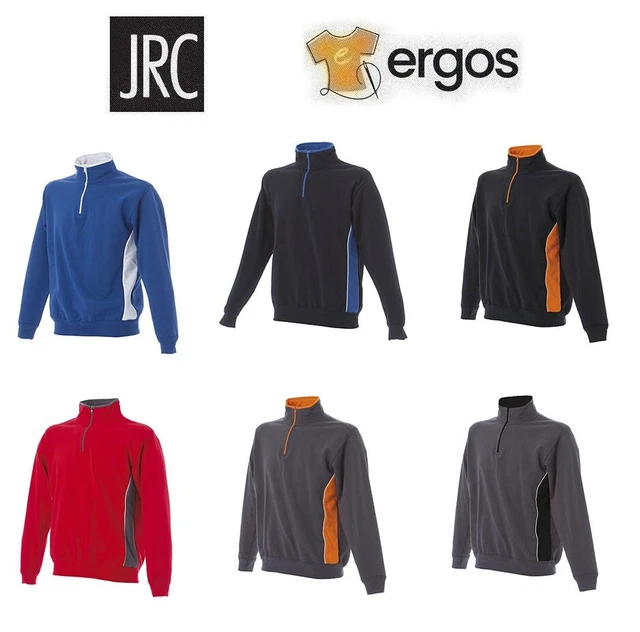 JRC Felpa BARI in Cotone Bicolore Collo a Lupetto Mezza Zip Corta Sport Uomo