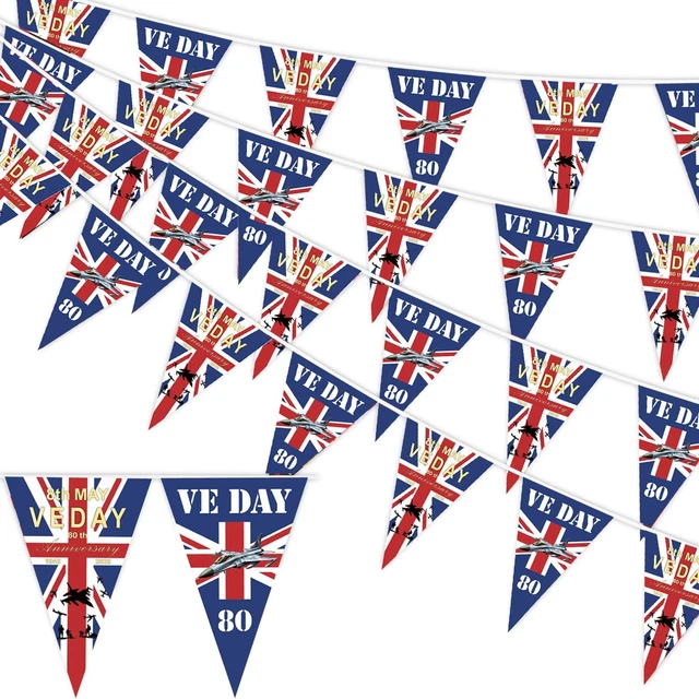 VE DAY 80TH Anniversary Flag 2025, 26.2ft VE Day Bunting, VE Day 80th £ ...