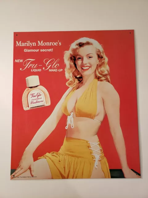 MARILYN MONROE TRU-GLO Liquid Make-Up TIN SIGN EUC