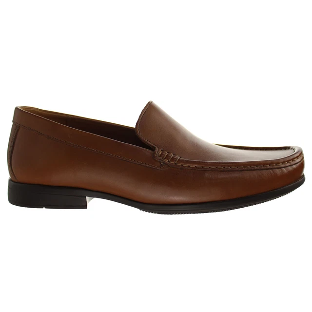 Clarks Claude Plain Slip-On Brown Smooth Leather Mens Shoes 261386508