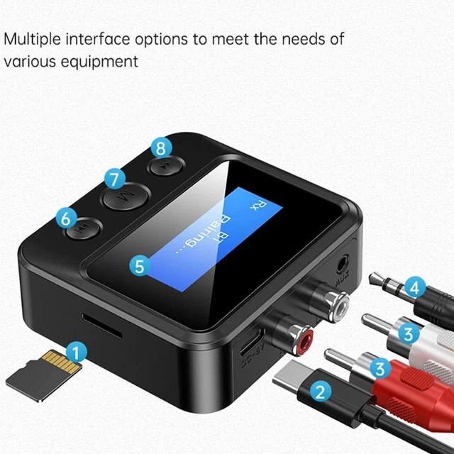 Transmetteur Audio GENERIQUE Récepteur-transmetteur Bluetooth 5. 0 Avec Adaptateur De Musique Sans Fil, Stéréo, Mains Libres, Micro,pour Voiture, Pc, Tv, Casque