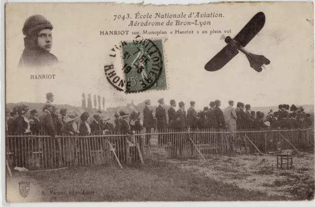 CPA - 69 - BRON-LYON - Ecole Nationale d'aviation - HANRIOT en plein vol.