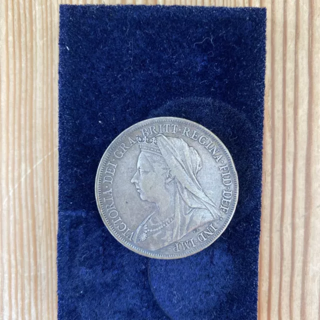 1900 LXIII Queen Victoria silver crown coin