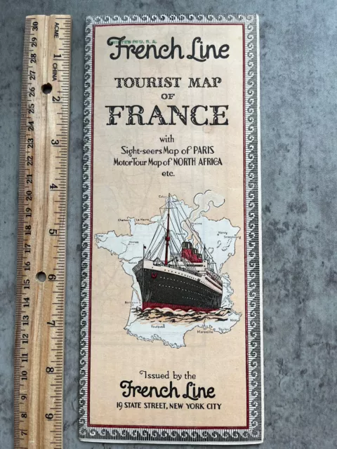 French Line tourist map of France, 1920s or 1930s