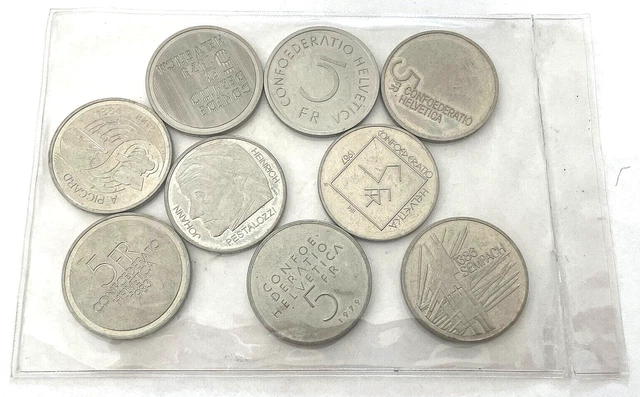 SUISSE - LOT DE 17 x 5 FRANCS SUISSE - DE 1974 à 1989