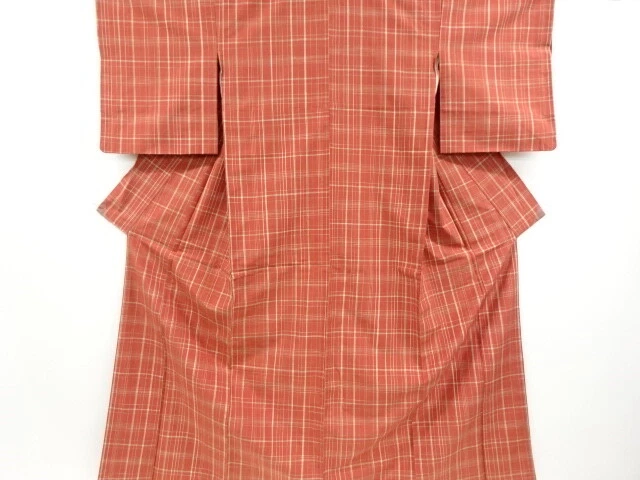 6571331: Japanese Kimono / Vintage Unused Kimono / Tsumugi / Woven Grid