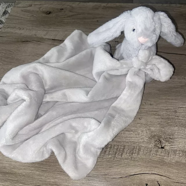 Jellycat Bashful Bunny Soother Security Blanket Baby Lovey Gray Plush EUC
