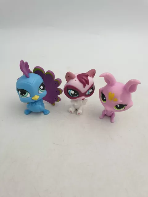 Figurines pour animaux de compagnie Littlest Pet Shop LPS poussin debout avec tête mobile chat 3 pièces