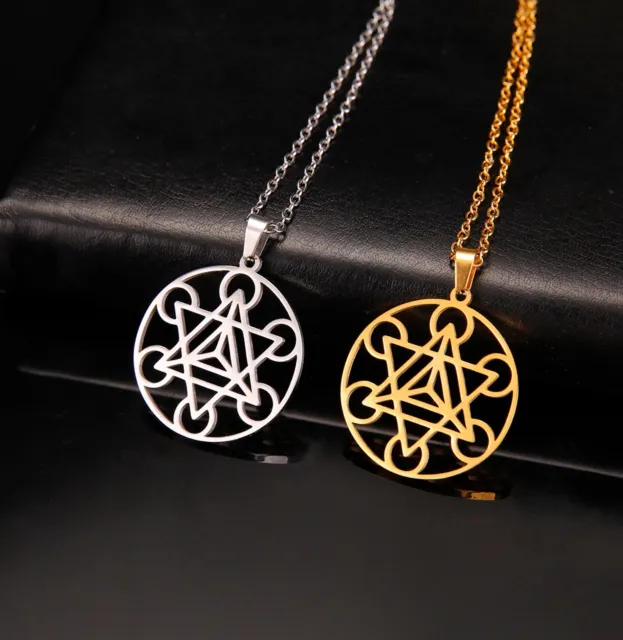 Merkaba Star Sacred Geometry Pendant Necklace Stainless Steel Vintage